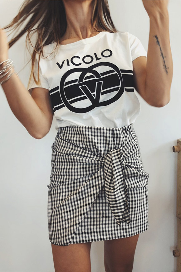 Vicolo - Houndstooth skirt with a knot