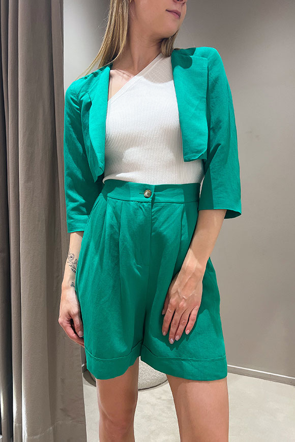 Vicolo - Pantaloncino bermuda verde in lino