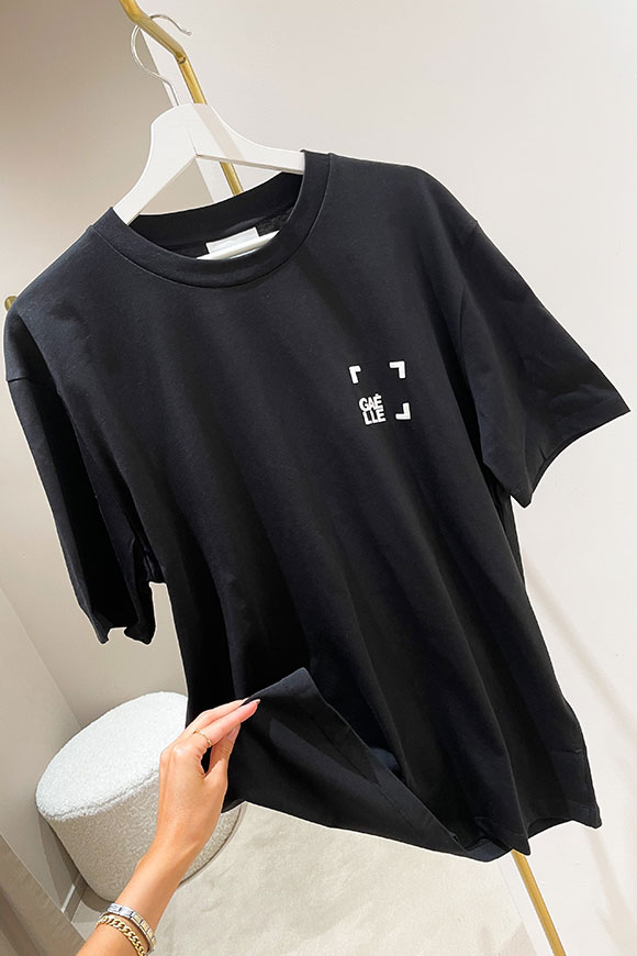 Gaelle - T shirt nera logo in rilievo bianco
