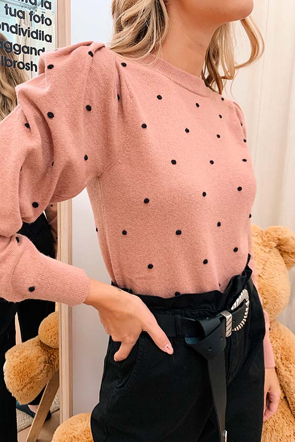 Kontatto - Quartz sweater with black polka dots