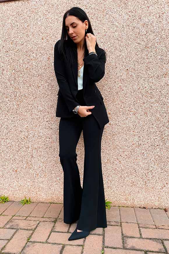 Vicolo - Black flared trousers in jersey