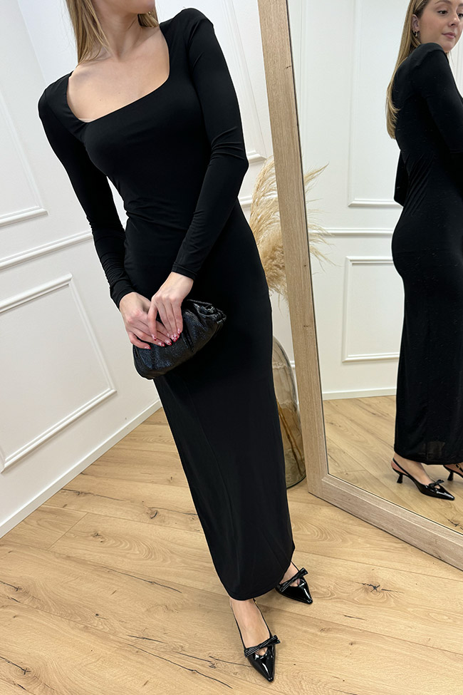 Glamorous - Vestito lungo nero con scollo quadrato