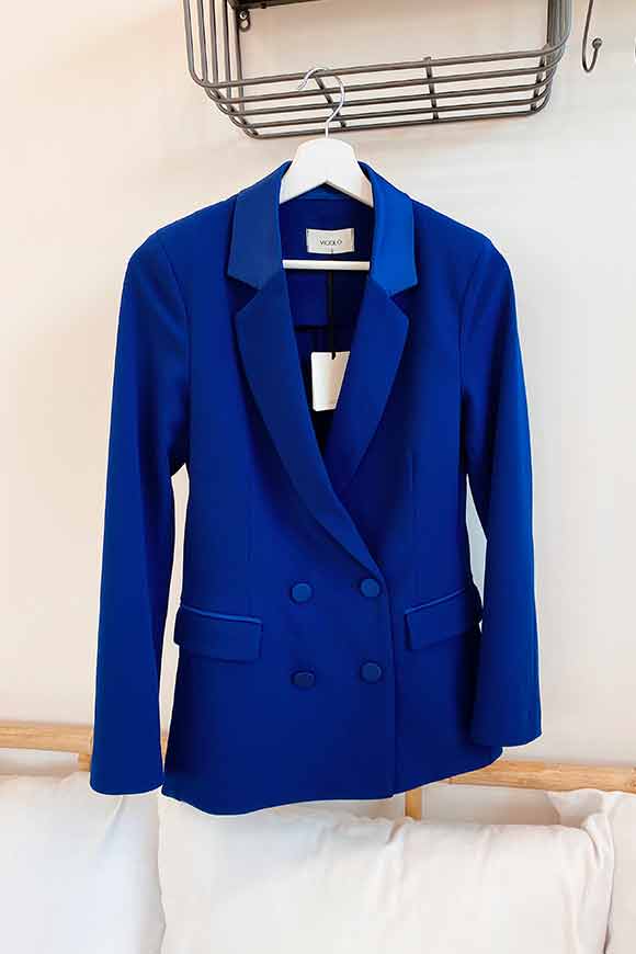 Vicolo - Double-breasted ink jacket with satin profiles