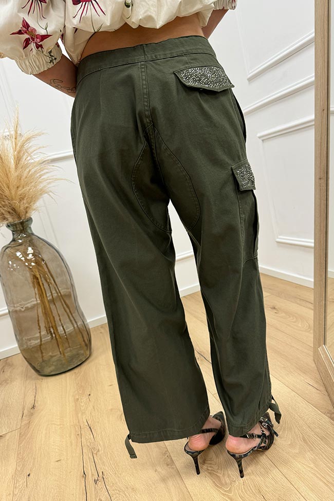 Vicolo - Pantaloni cargo militare con strass