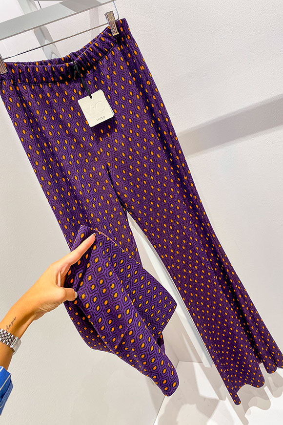 Vicolo - Micro houndstooth purple and orange trousers