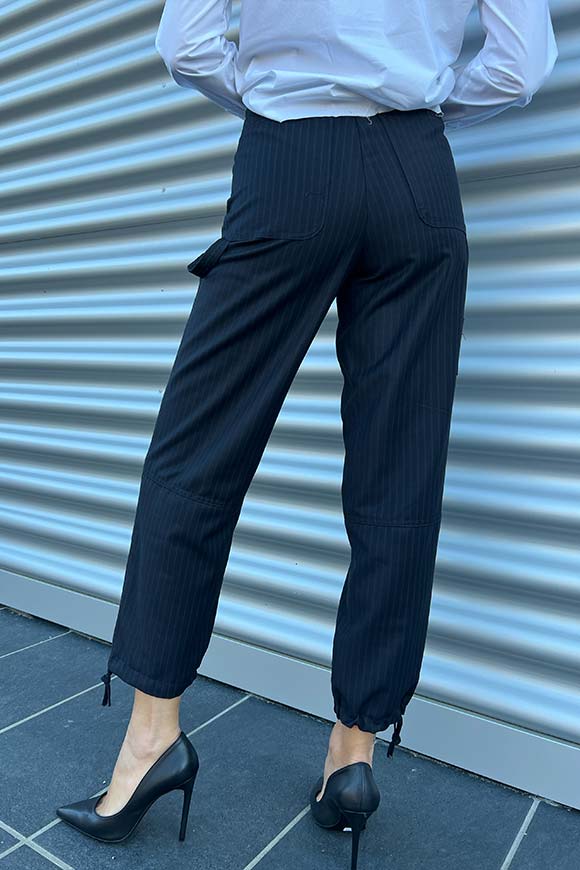 Vicolo - Pantaloni cargo gessati blu