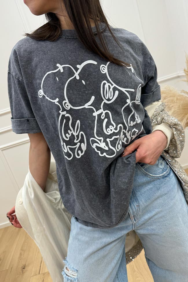 Calibro Shop - T shirt basic grigia "Snoopy"