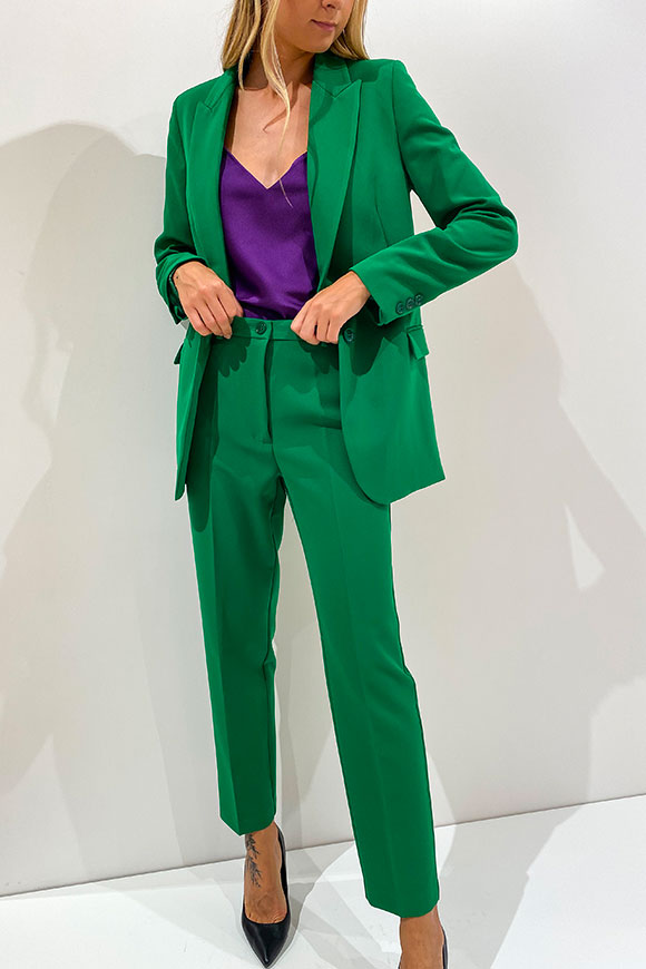 Vicolo - Green cigarette trousers in technical fabric