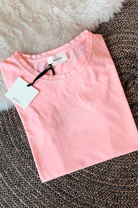 Vicolo - T shirt rosa pastello con logo