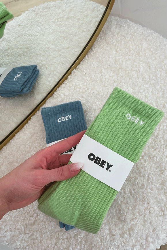 Obey - Acid green sock with white logo embroidered