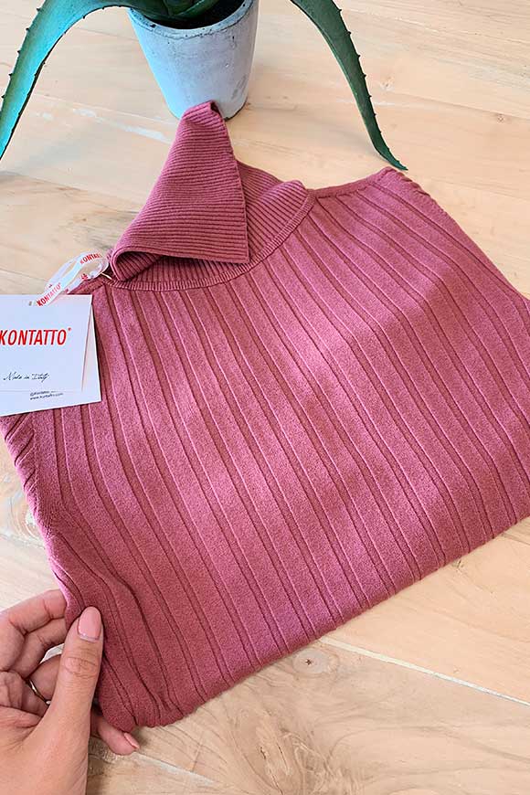 Kontatto - Pinky wide ribbed turtleneck sweater