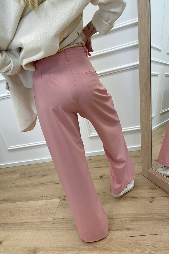 Vicolo - Pantaloni rosa a palazzo con coulisse