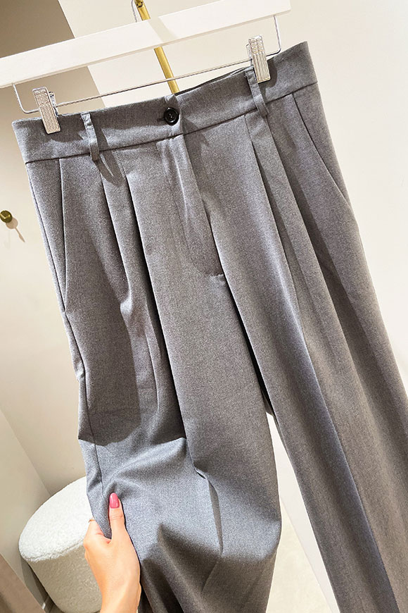 Haveone - Pantaloni grigi pietra sartoriali con pinces