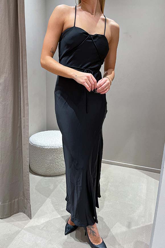 Glamorous - Vestito nero in satin con intreccio sul retro