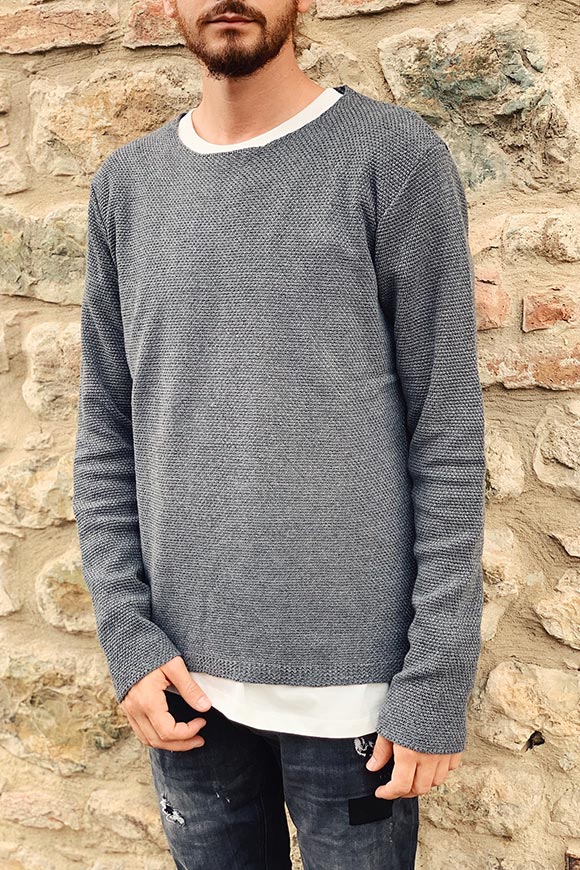 Gianni Lupo - Gray crew neck sweater