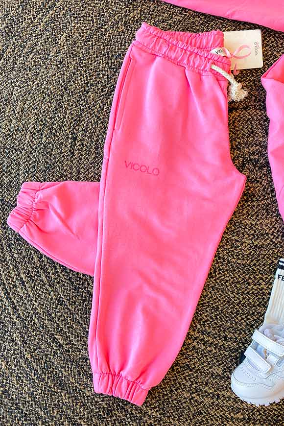 Vicolo Bambina - Pantaloni jogger rosa stampa logo