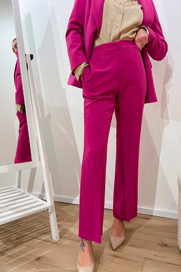 Dixie - Mauve flared trousers in technical fabric
