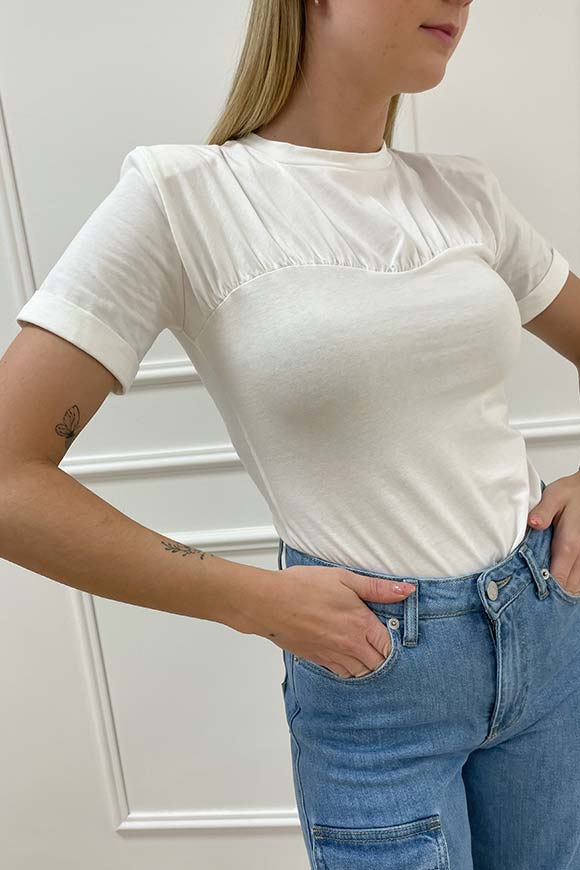 Haveone - T shirt bianca increspata sul seno