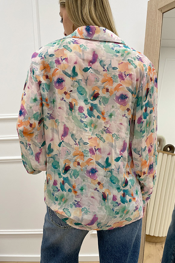 Haveone - Camicia velata fiori acquarello