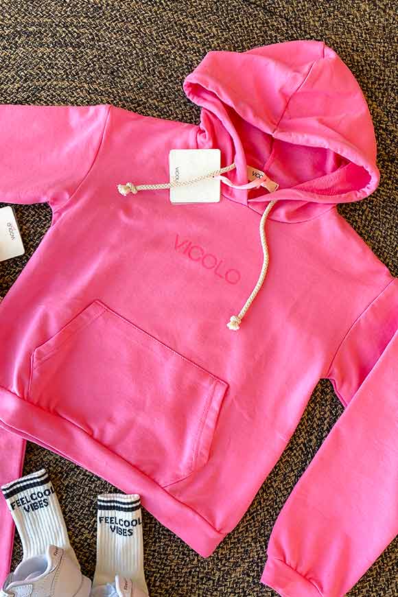 Vicolo Bambina - Felpa rosa con cappuccio stampa logo