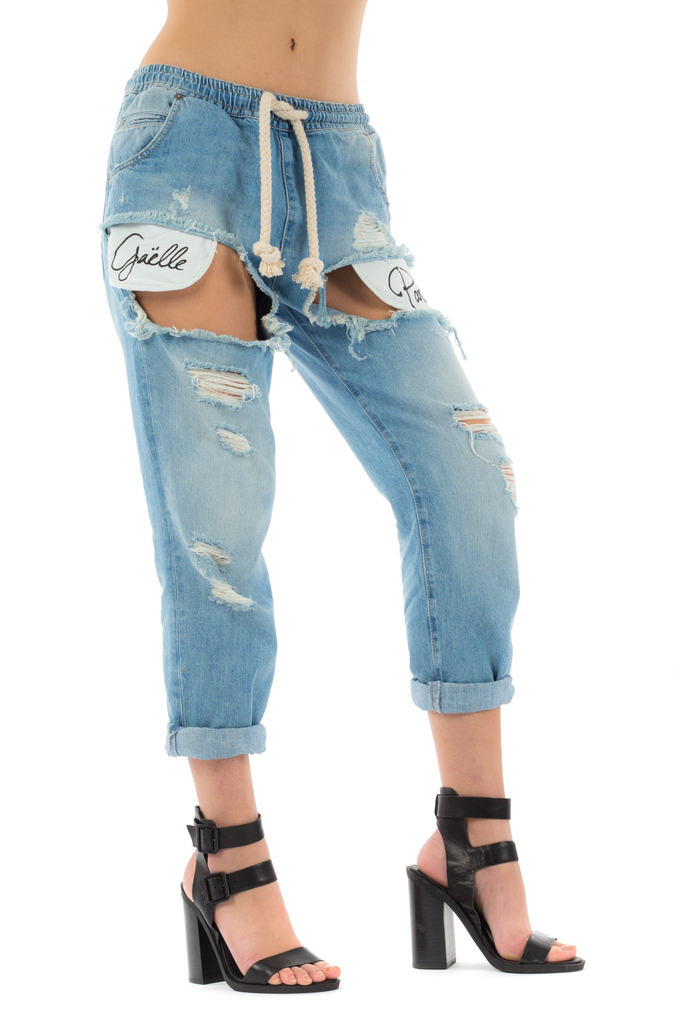 Gaelle - Ripped jeans with logo