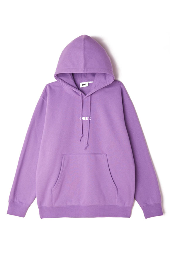 Obey - Contrast logo printed purple sweatshirt with hood