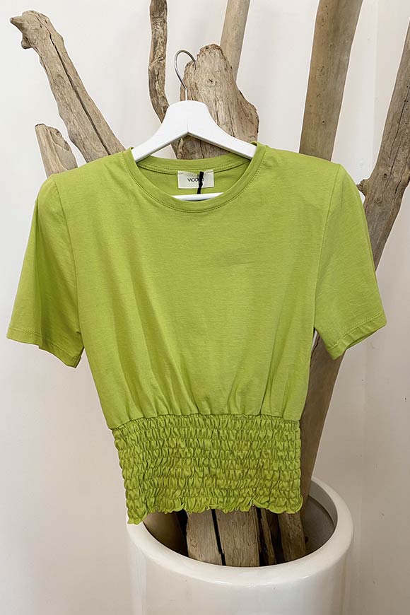 Vicolo - T-shirt verde pistacchio fondo arricciato