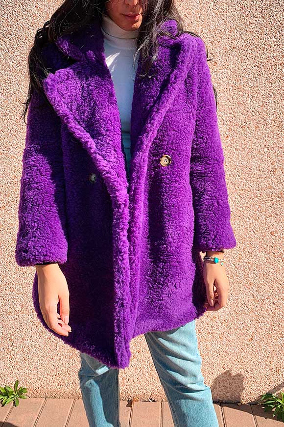 Vicolo - Vicolo Short purple teddy coat