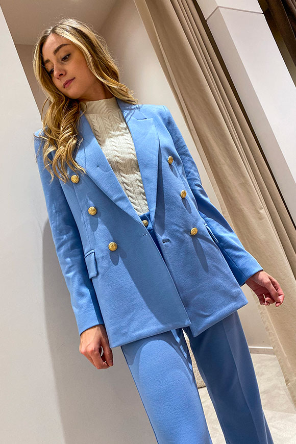 Vicolo - Light blue double-breasted jacket in jersey
