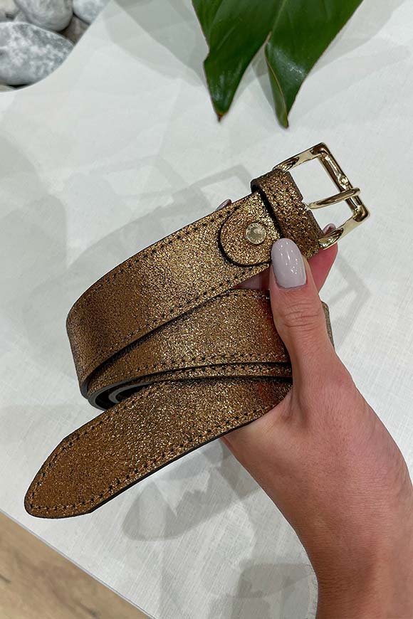 Vicolo - Cintura laminata bronzo fibbia oro