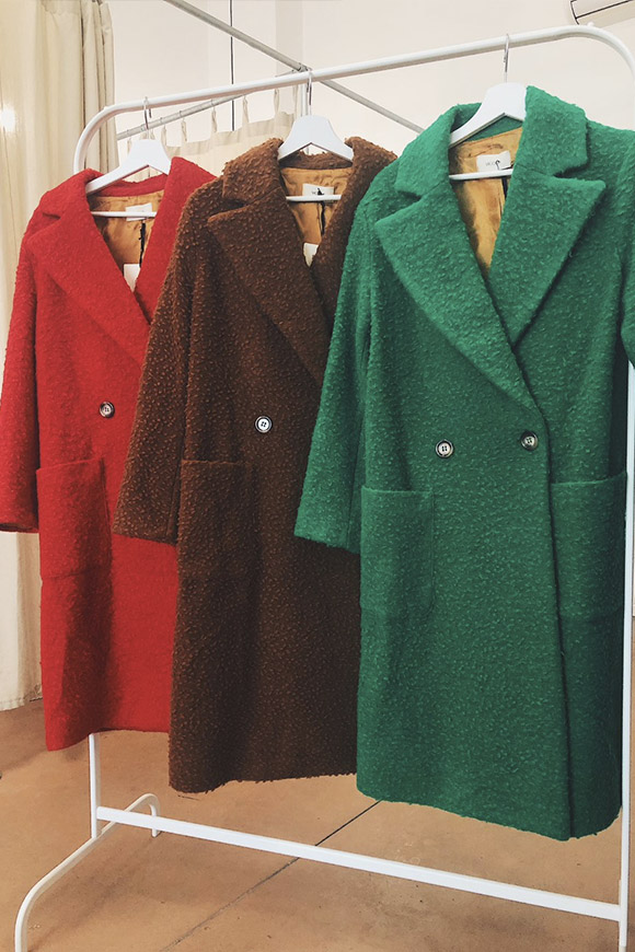 Vicolo - Long green bouclé coat