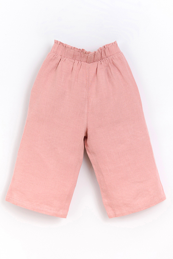 Play Up - Pantaloni rosa di lino con cordino decorativo