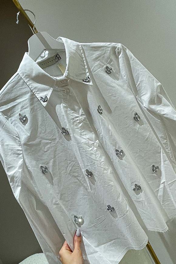 Haveone - Camicia bianca con strass all over