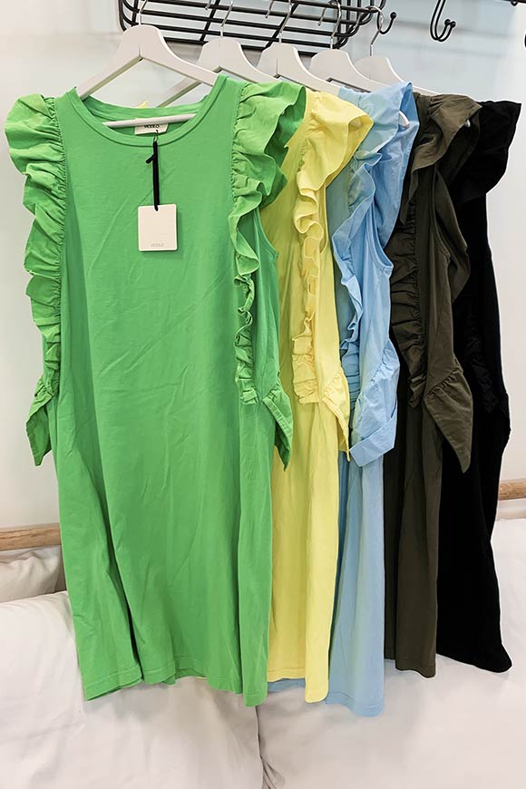 Vicolo - Apple green cotton dress with ruffles