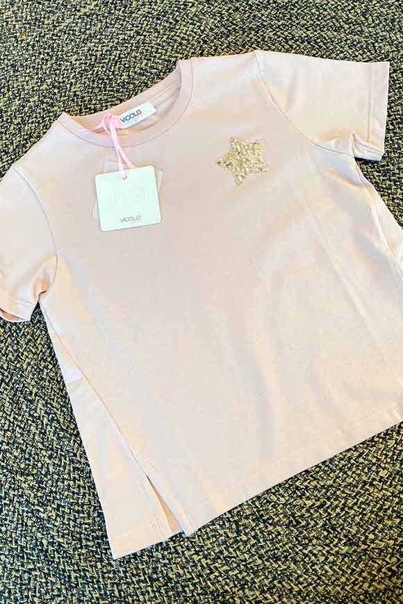 Vicolo Bambina - T shirt rosa cipria stella oro