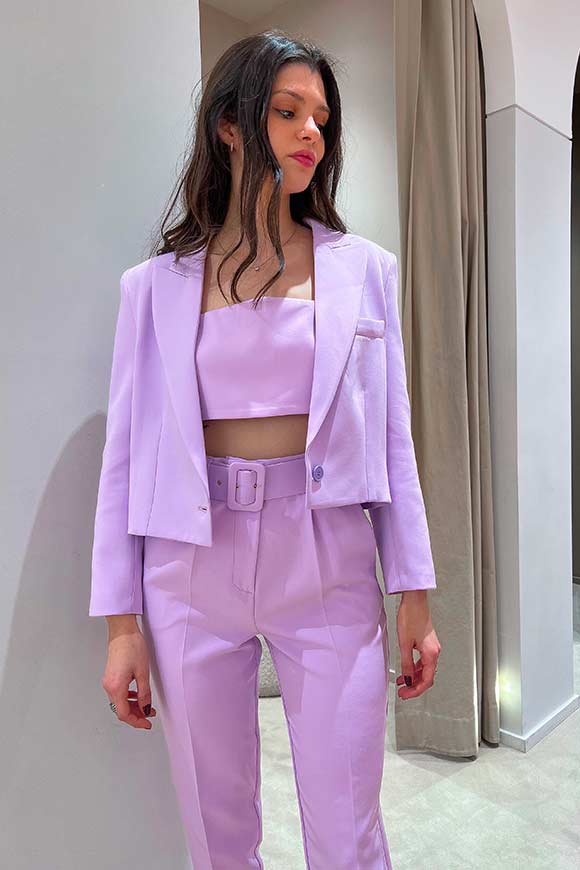 Vicolo - Lilac crop jacket in technical fabric