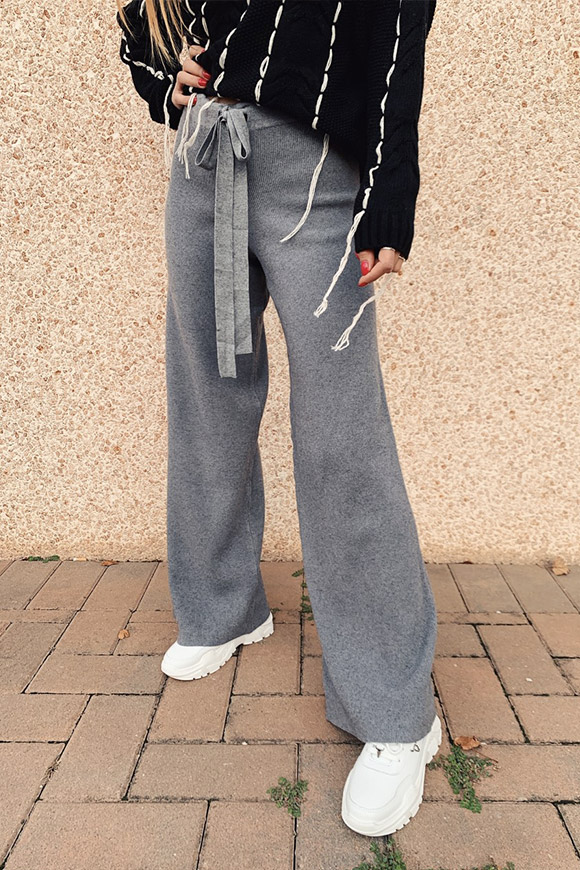 Vicolo - Gray knit ribbed trousers