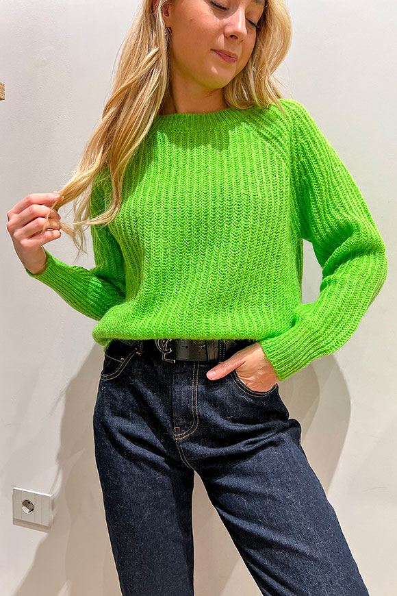Vicolo - Apple green English sweater in mohair blend