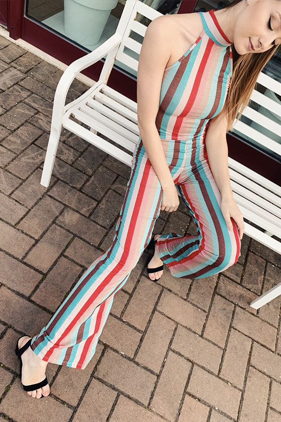 Kontatto - Pink and blue striped lurex trousers