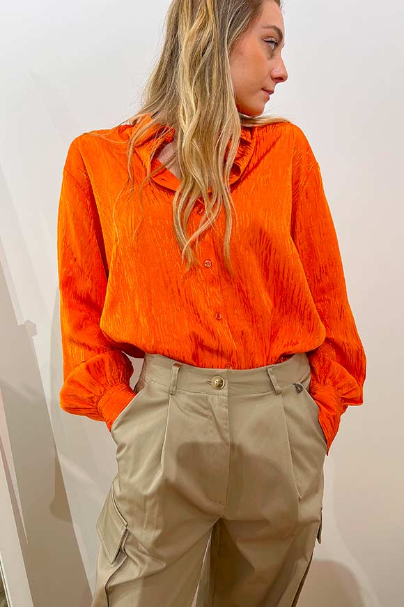 Dixie - Camicia arancio in raso striata