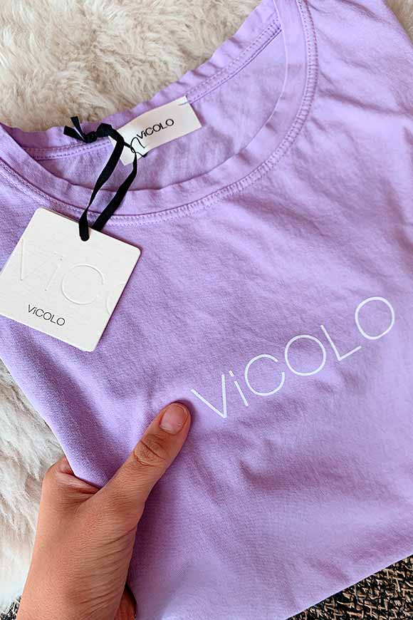 Vicolo - T shirt lilla pastello con logo