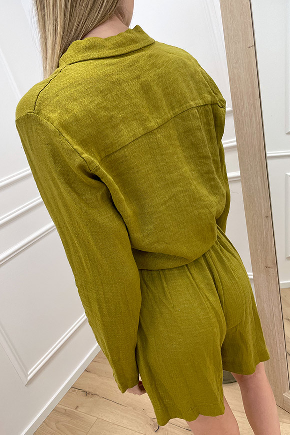 Haveone - Camicia olio con nodo in misto lino