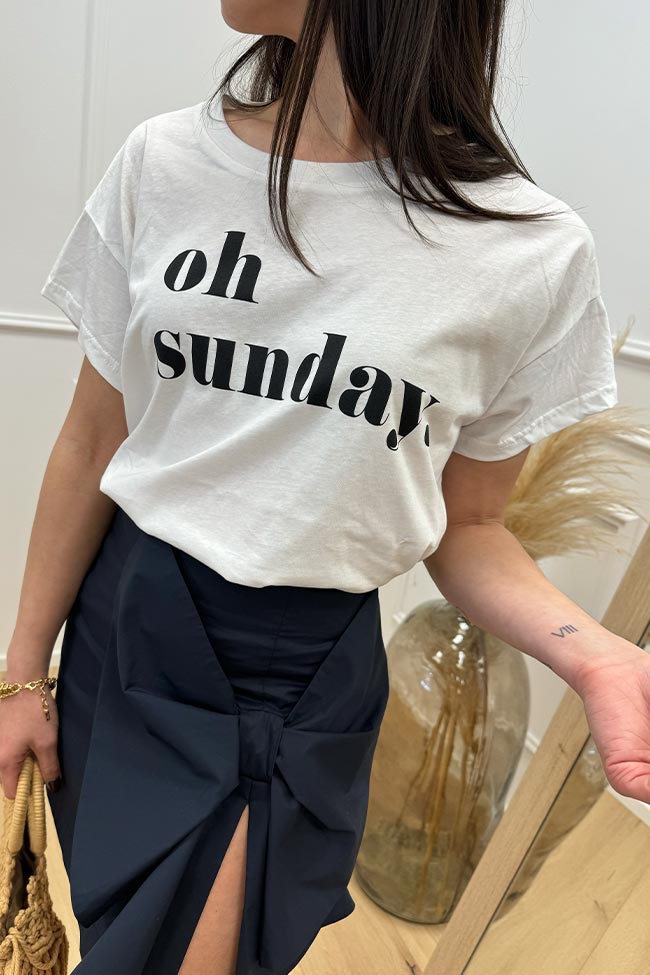 Calibro Shop - T shirt basic bianca "Oh Sunday"
