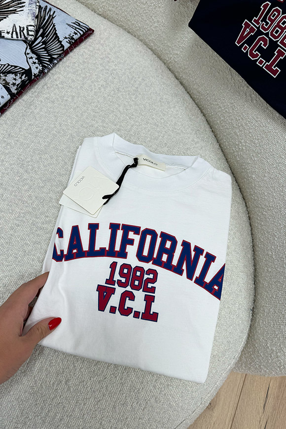 Vicolo - T shirt bianca stampa "California"