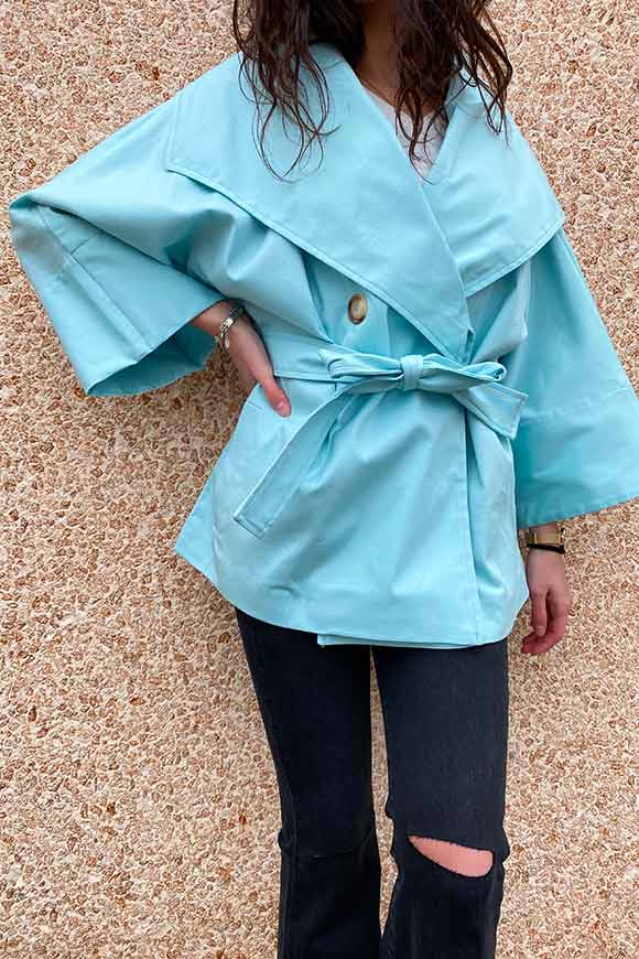 Vicolo - Short water green trench coat
