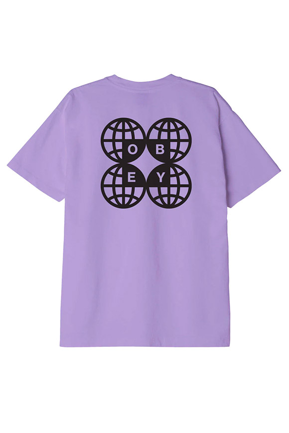 Obey - T shirt lavanda stampa "around the world"