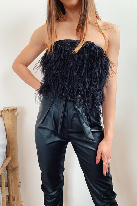 Kontatto - Black top in real feathers