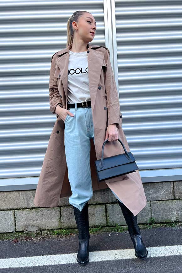 Vicolo - Double-breasted khaki trench coat with belt