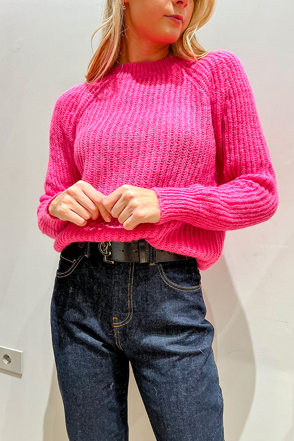 Vicolo - Fuchsia English knit sweater in mohair blend