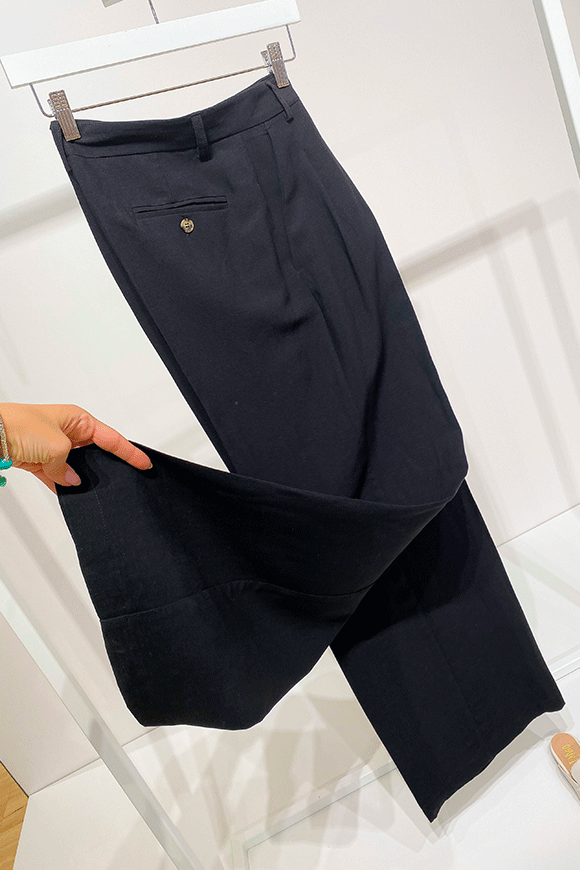 Vicolo - Black linen palazzo trousers